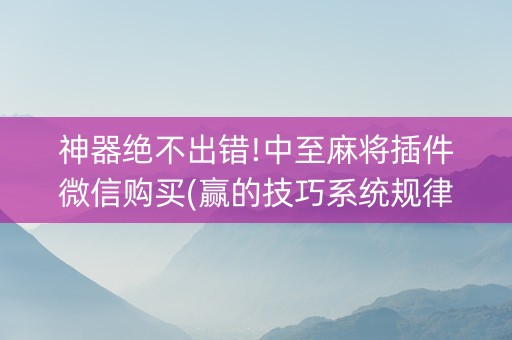 神器绝不出错!中至麻将插件微信购买(赢的技巧系统规律)