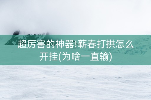 超厉害的神器!蕲春打拱怎么开挂(为啥一直输)