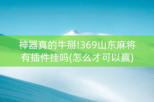 神器真的牛掰!369山东麻将有插件挂吗(怎么才可以赢)