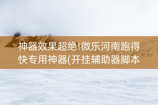 神器效果超绝!微乐河南跑得快专用神器(开挂辅助器脚本)