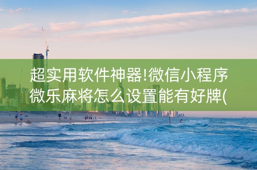 超实用软件神器!微信小程序微乐麻将怎么设置能有好牌(到底是不是有挂)