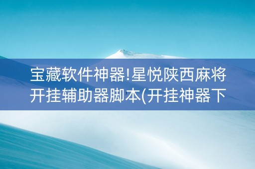 宝藏软件神器!星悦陕西麻将开挂辅助器脚本(开挂神器下载)