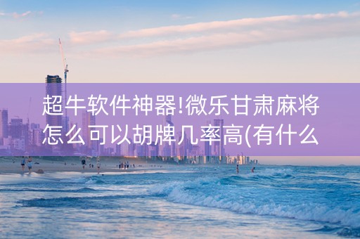 超牛软件神器!微乐甘肃麻将怎么可以胡牌几率高(有什么规律)