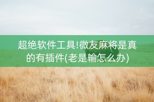 超绝软件工具!微友麻将是真的有插件(老是输怎么办)