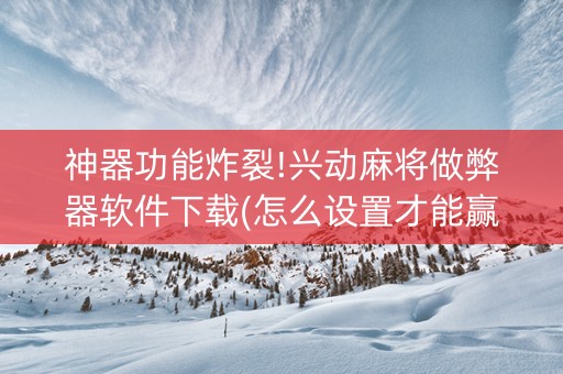 神器功能炸裂!兴动麻将做弊器软件下载(怎么设置才能赢)