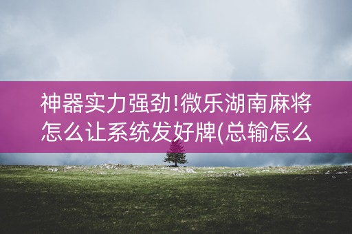 神器实力强劲!微乐湖南麻将怎么让系统发好牌(总输怎么回事)