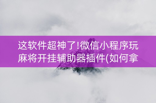 这软件超神了!微信小程序玩麻将开挂辅助器插件(如何拿好牌)
