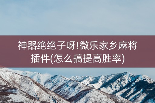 神器绝绝子呀!微乐家乡麻将插件(怎么搞提高胜率)