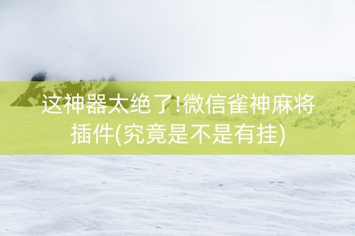 这神器太绝了!微信雀神麻将插件(究竟是不是有挂)