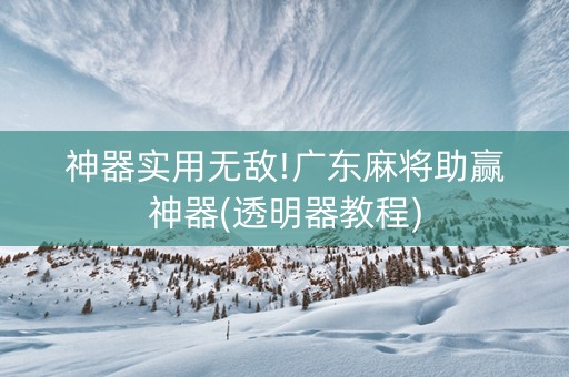 神器实用无敌!广东麻将助赢神器(透明器教程)