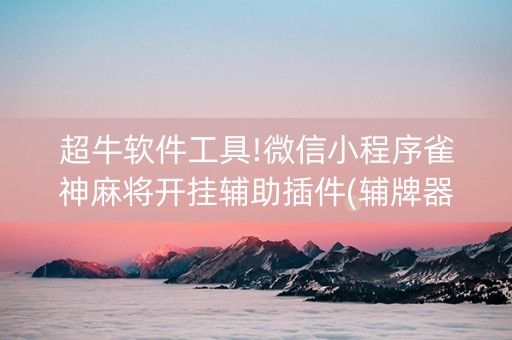 超牛软件工具!微信小程序雀神麻将开挂辅助插件(辅牌器购买)