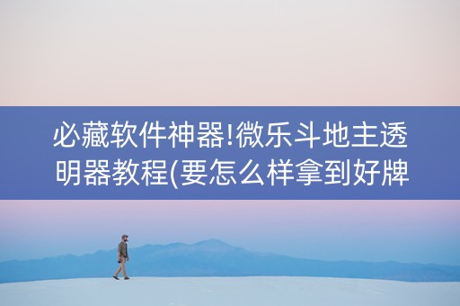 必藏软件神器!微乐斗地主透明器教程(要怎么样拿到好牌)