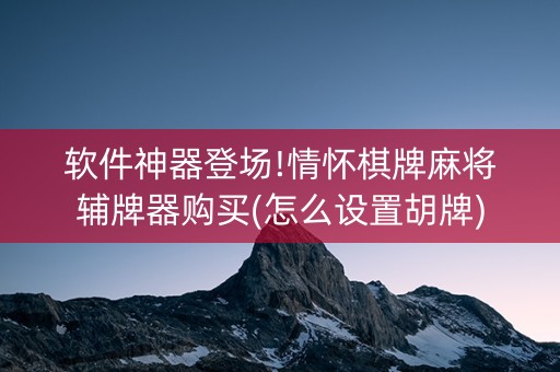 软件神器登场!情怀棋牌麻将辅牌器购买(怎么设置胡牌)