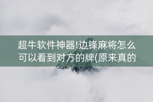 超牛软件神器!边锋麻将怎么可以看到对方的牌(原来真的有挂)
