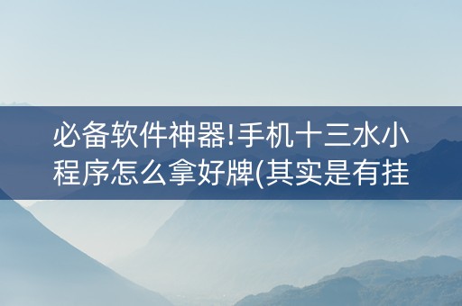 必备软件神器!手机十三水小程序怎么拿好牌(其实是有挂确实有挂)