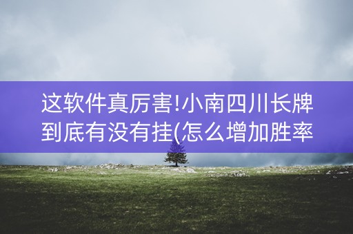 这软件真厉害!小南四川长牌到底有没有挂(怎么增加胜率)