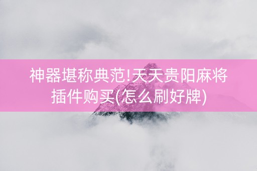 神器堪称典范!天天贵阳麻将插件购买(怎么刷好牌)