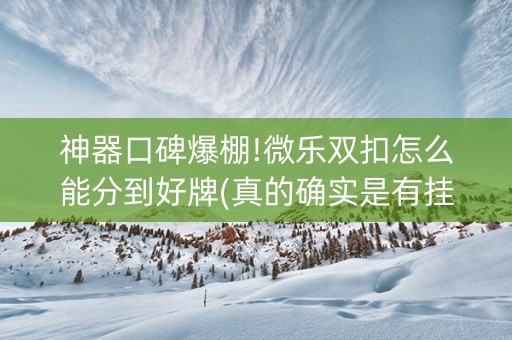 神器口碑爆棚!微乐双扣怎么能分到好牌(真的确实是有挂)
