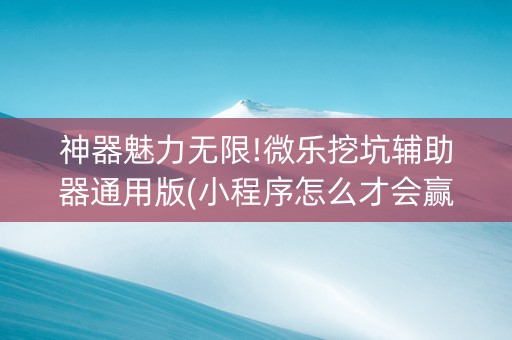 神器魅力无限!微乐挖坑辅助器通用版(小程序怎么才会赢)