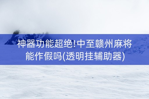 神器功能超绝!中至赣州麻将能作假吗(透明挂辅助器)