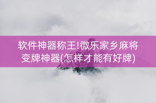 软件神器称王!微乐家乡麻将变牌神器(怎样才能有好牌)