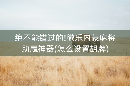 绝不能错过的!微乐内蒙麻将助赢神器(怎么设置胡牌)