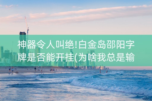 神器令人叫绝!白金岛邵阳字牌是否能开挂(为啥我总是输)