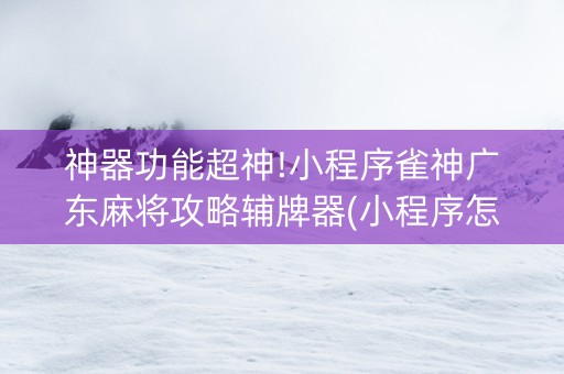 神器功能超神!小程序雀神广东麻将攻略辅牌器(小程序怎么才会赢)