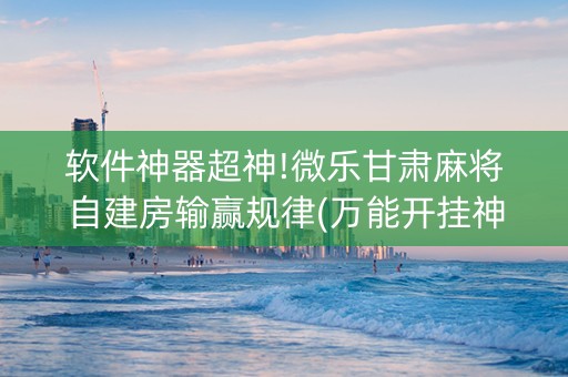 软件神器超神!微乐甘肃麻将自建房输赢规律(万能开挂神器)