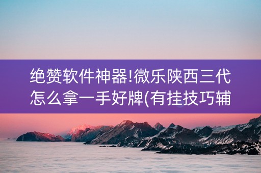 绝赞软件神器!微乐陕西三代怎么拿一手好牌(有挂技巧辅助器)