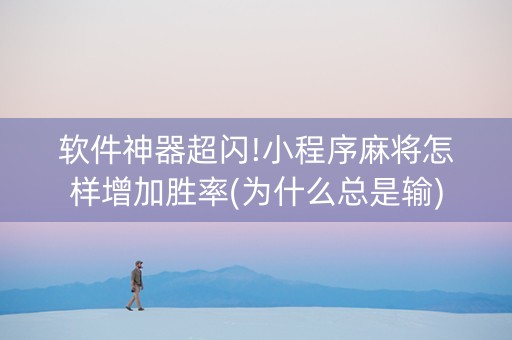软件神器超闪!小程序麻将怎样增加胜率(为什么总是输)
