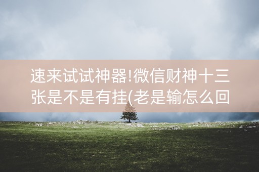 速来试试神器!微信财神十三张是不是有挂(老是输怎么回事)