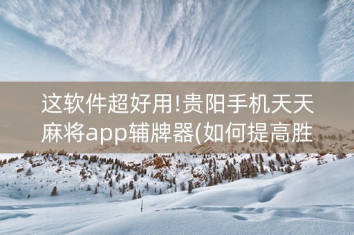 这软件超好用!贵阳手机天天麻将app辅牌器(如何提高胜率)