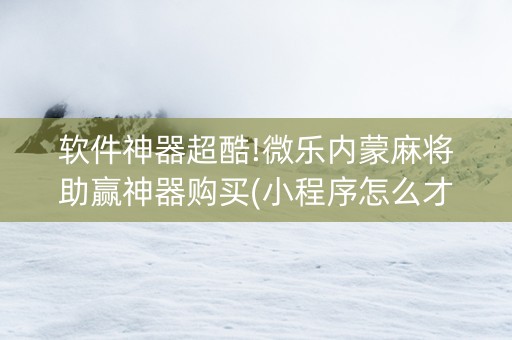 软件神器超酷!微乐内蒙麻将助赢神器购买(小程序怎么才会赢)
