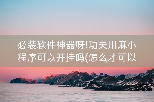 必装软件神器呀!功夫川麻小程序可以开挂吗(怎么才可以赢)