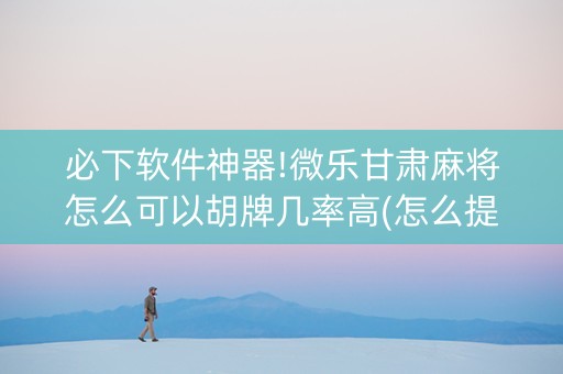必下软件神器!微乐甘肃麻将怎么可以胡牌几率高(怎么提高好牌率)