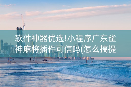 软件神器优选!小程序广东雀神麻将插件可信吗(怎么搞提高胜率)