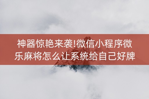 神器惊艳来袭!微信小程序微乐麻将怎么让系统给自己好牌(怎么增加胜率)