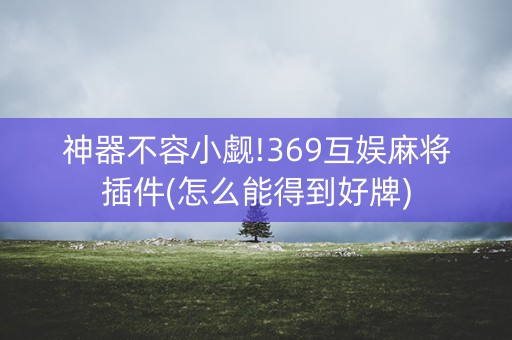神器不容小觑!369互娱麻将插件(怎么能得到好牌)