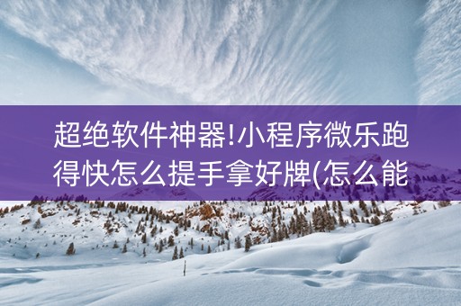 超绝软件神器!小程序微乐跑得快怎么提手拿好牌(怎么能让牌好一点)