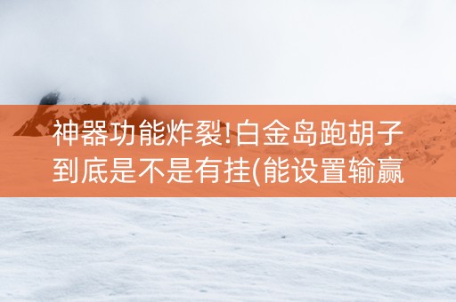 神器功能炸裂!白金岛跑胡子到底是不是有挂(能设置输赢吗)