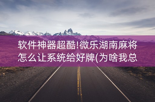 软件神器超酷!微乐湖南麻将怎么让系统给好牌(为啥我总是输)