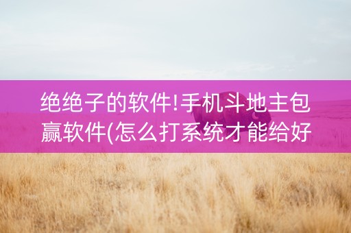 绝绝子的软件!手机斗地主包赢软件(怎么打系统才能给好牌)