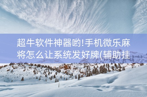 超牛软件神器哟!手机微乐麻将怎么让系统发好牌(辅助挂发牌规律)