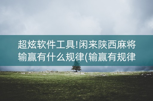 超炫软件工具!闲来陕西麻将输赢有什么规律(输赢有规律)