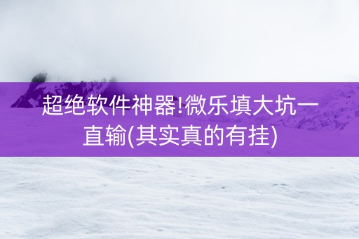 超绝软件神器!微乐填大坑一直输(其实真的有挂)