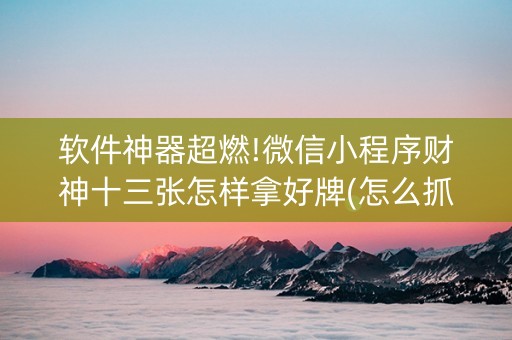 软件神器超燃!微信小程序财神十三张怎样拿好牌(怎么抓到好牌)