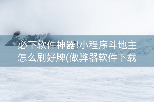 必下软件神器!小程序斗地主怎么刷好牌(做弊器软件下载)