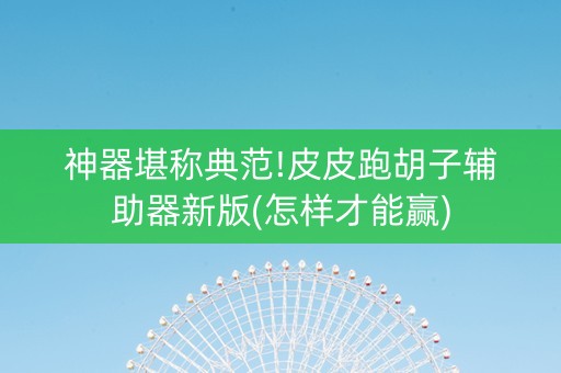 神器堪称典范!皮皮跑胡子辅助器新版(怎样才能赢)