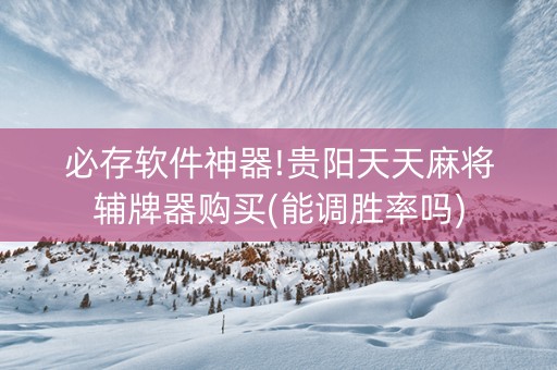 必存软件神器!贵阳天天麻将辅牌器购买(能调胜率吗)